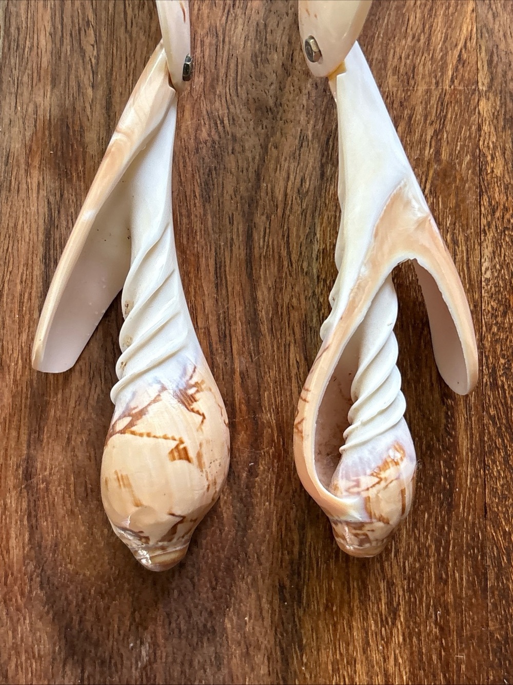 Beautiful and unique fork & spoon hand carved conch sea shell - Picture 5 of 12